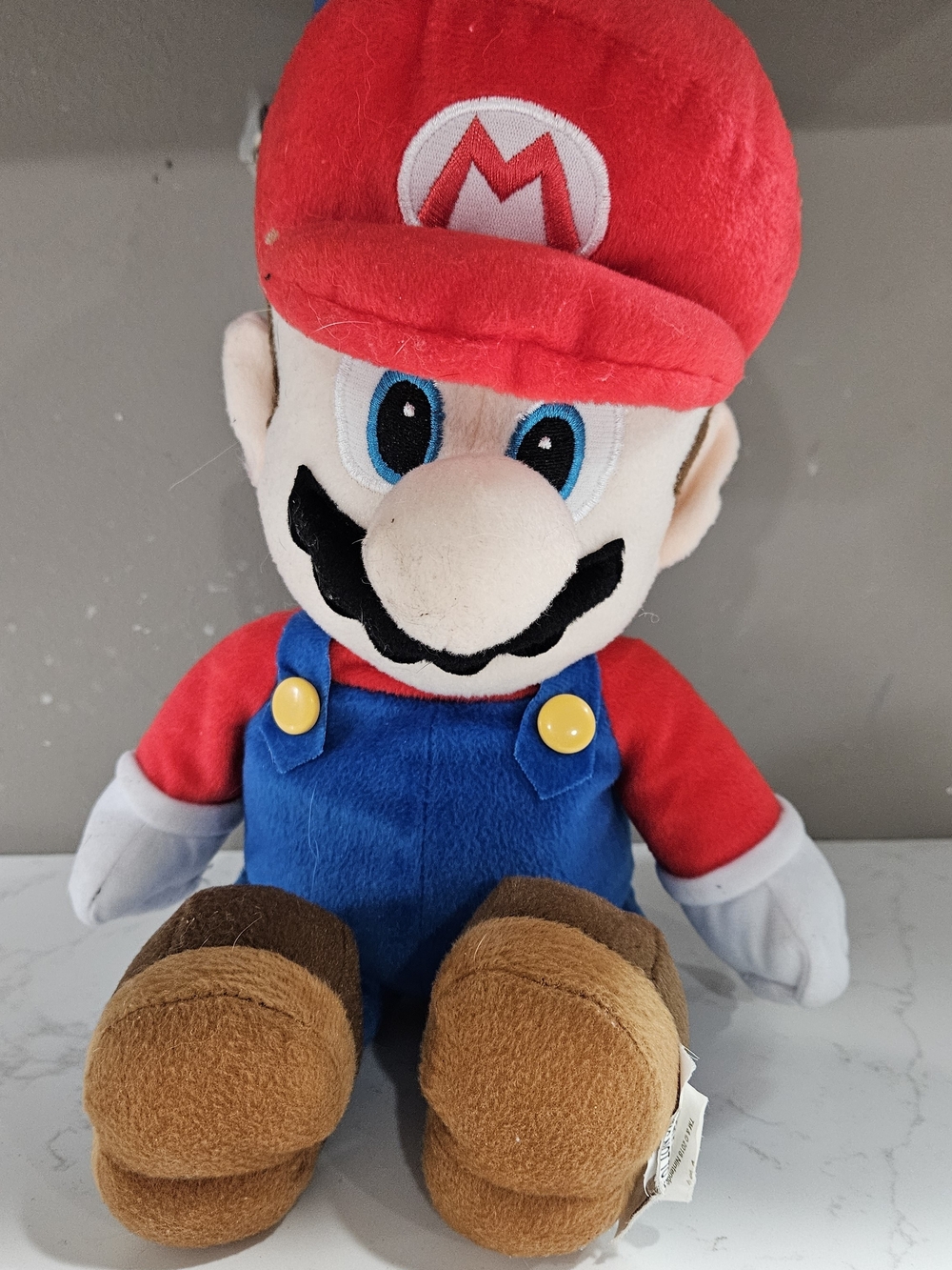 Red Plush Mario-Style Character Toy - Soft Kids Plush 15.5" Tall 5" Wide